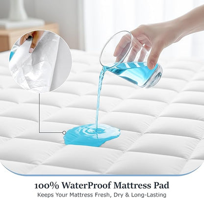 LUX Décor King Mattress Pad - 8 Pack - Quilted Elastic Fitted Mattress Cover Protector Upto 16 Inches Deep Pocket - Soft Breathable Noiseless Mattress Topper (78 X 80)