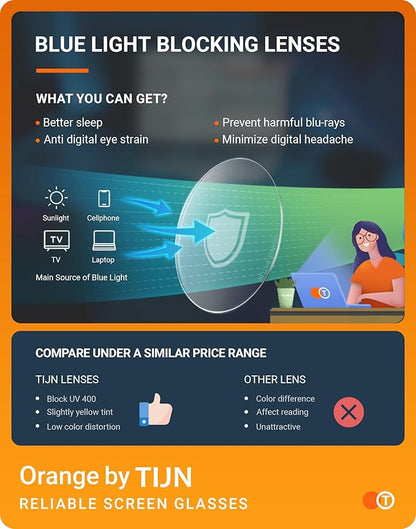 TIJN Sleep Glasses for 99% Blue Green Light Blocking Red Lens for Computer Gaming Screen Fatigue UV Protection