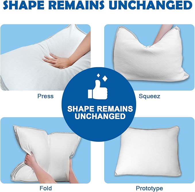 Pillows Standard Size Set of 2 - Shredded Memory Foam Cold Pillow That Stay Cold Adjustable Pillows for Sleeping Double-Sided Pillowcase
