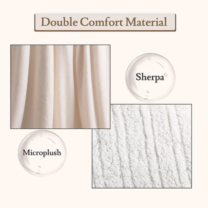 Electric Heated Blanket 72"x84" Full Size Flannel & Sherpa - 4 Heat Settings & 10H Auto Shut Off for Safe Overnight Use, Fast Heating, Machine Washable for Bed, Couch, Office - White