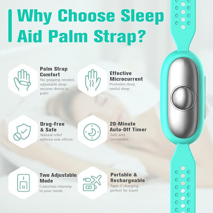 Sleep Aid Device, Hand Micro-Current Sleep Instrument Anxiety Device, Portable Rechargeable Sleep Aid for Anxiety and Insomnia (Blue)