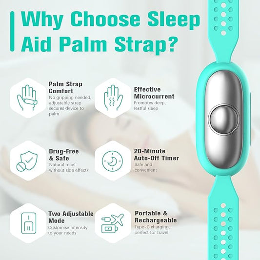 Sleep Aid Device, Hand Micro-Current Sleep Instrument Anxiety Device, Portable Rechargeable Sleep Aid for Anxiety and Insomnia (Blue)