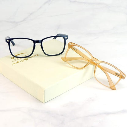 LifeArt 2 Pairs Blue Light Blocking Glasses with Spring Hinge, Anti Eyestrain, Computer Reading Glasses, Gaming Glasses, TV Glasses for Women Men, Anti UV (Navy&Champagne, +3.75 Magnification)