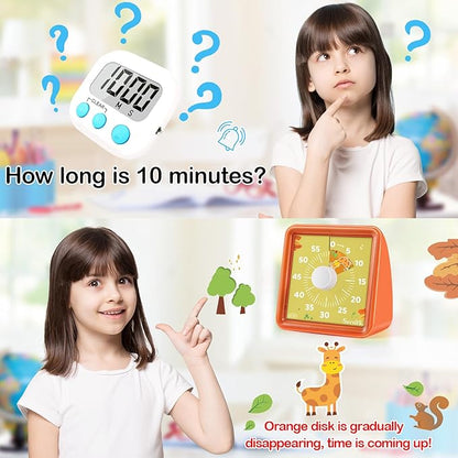 Secura 60-Minute Visual Countdown Timer for Kids & Adults, Classroom Time Management Tool (Orange & Orange)