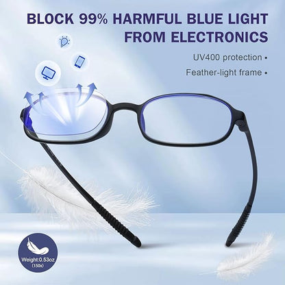 AQWANO 4 Pack Blue Light Blocking Reading Glasses for Men Women, Half Lens Computer Readers, Durable Lightweight TR90 Flexible Frame Eyeglasses Anti Eyestrain (1.5)