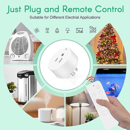 Remote Control Outlets, Nineleaf Remote Control Outlet Plug with Countdown Timer, 15A/1500W,500 Ft Range,Wireless Remote Control Outlet Plug Light Switches,for Household Appliances(1 Remote+2 Plugs)