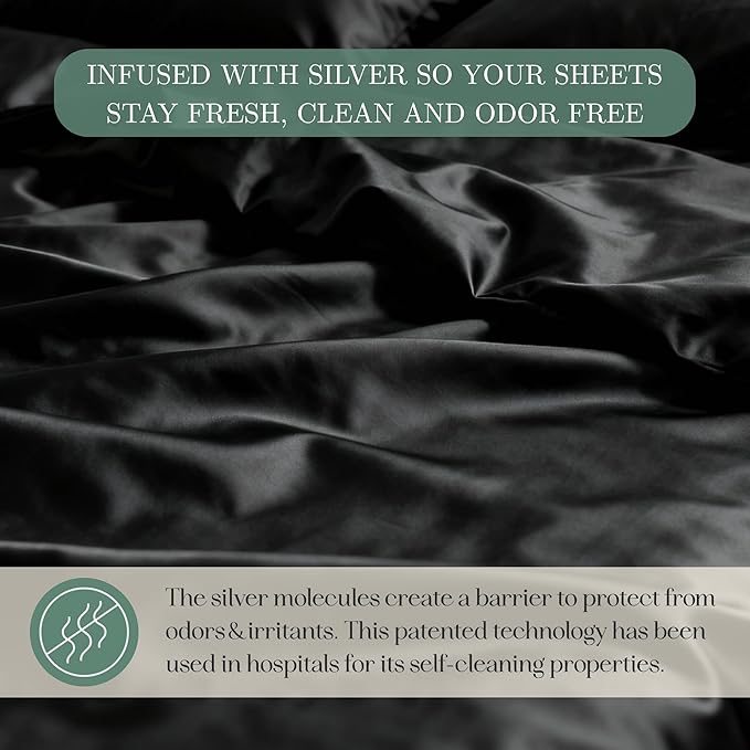 Eucalyptus Sheets - Infused with Silver for Anti-Odor, Softer Than Silk Fibers, More Cooling Than Cotton - Perfect for Hot Sleepers & Sensitive Skin - 100% Tencel Lyocell - Cali-King Sheet Set