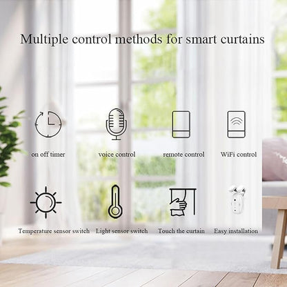 Yunir Smart Curtain Opener, BT Remote Control Voice Control Automatic Curtain Opener, Light Sensor and Quiet Mode, Simple Installation for Room Office