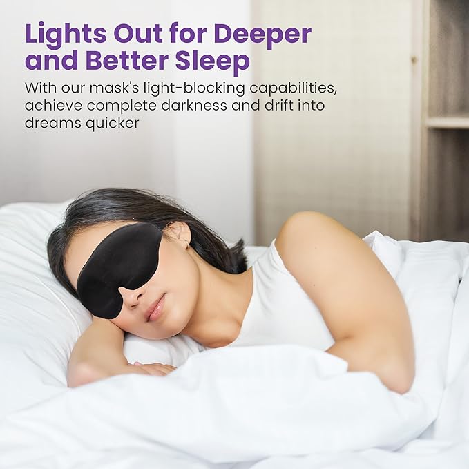 3D Sleep Mask - Light Blocking Silk Sleeping Mask for Men and Women with Deep Eye Socket, Eyelash Protector Sleep Mask - Premium Foam, Adjustable Eye Mask with Silky Pouch