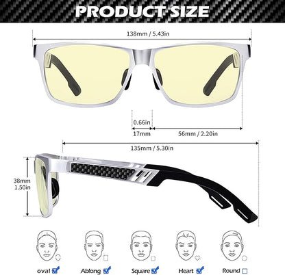 ANYLUV Blue Light Blocking Glasses Men Computer Gaming Glasses Lightweight Al-Mg Metal Anti Eyestrain Eye Protection