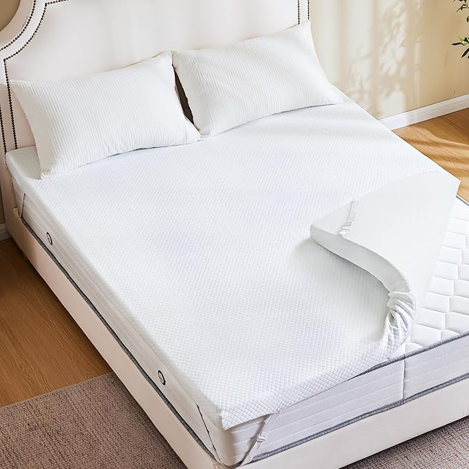 NEWBULIG 3 Inch Memory Foam Mattress Topper Full, Memory Foam Pad with Removable & Washable Cover, Bed Topper for Back Pain, Non-Slip Ventilated Design