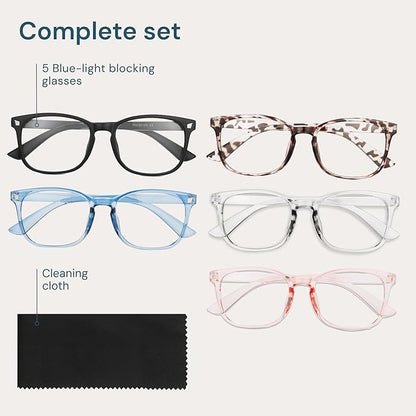 Blue Light Blocking Glasses - Fashion Square Eyeglasses, Anti UV Ray Computer Gaming Glasses Blue Blockers for Women/Men