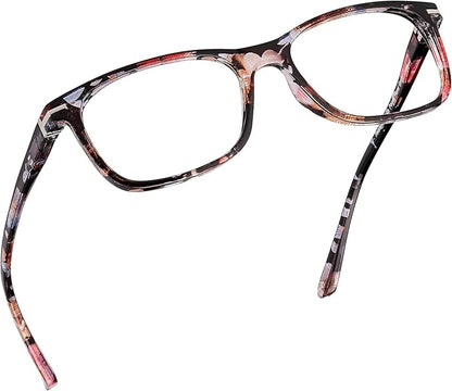 Readerest Blue Light Blocking Glasses – Thin Reflective Lens, Anti-Glare Computer Eyeglasses, UV Protection, Eye Strain Relief (Floral, 2.5 Magnification)