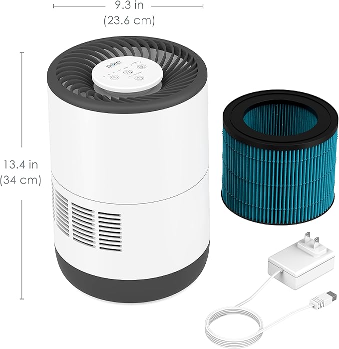 Pure Enrichment MistAire Eva - Mist-Free Evaporative Humidifier with Antibacterial Filter, 2.8-L Tank, 4 Speeds, Large Room Coverage up to 500 sq. ft., Night Light, Auto Shut-Off Timer, No White Dust