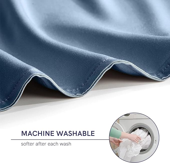 YnM Cooling 3-Side Zipper Duvet Cover for Weighted Blankets | Easy on, Easy Off Blue Grey, 60"x80"