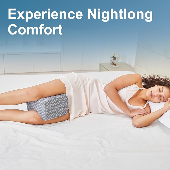 Knee Pillow for Side Sleepers,Leg Pillow for Sciatica,Back,HIPS,Knees,Joints Pain Relief,Pillows for Between Legs While Sleeping Spine Alignment Support & Relieves Pressure,Non-Strap,Gray