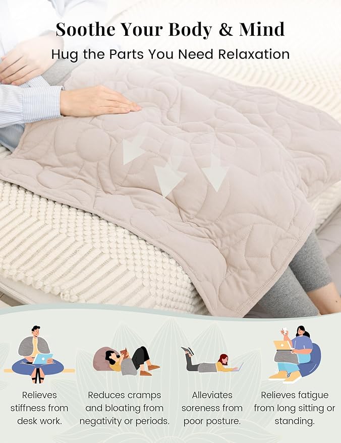 ZonLi Weighted Lap Blanket 3lbs for Meditation, Yoga, Napping, Sleeping and Travel, Cotton Weighted Blanket for Adults,Skin Friendly & Machine Washable, 29x24 inches, Cream White