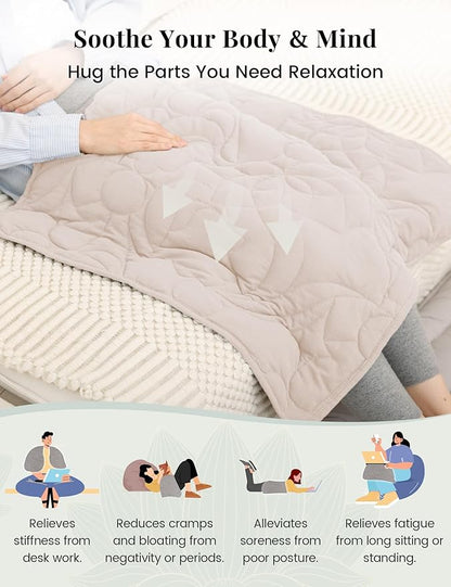 ZonLi Weighted Lap Blanket 3lbs for Meditation, Yoga, Napping, Sleeping and Travel, Cotton Weighted Blanket for Adults,Skin Friendly & Machine Washable, 29x24 inches, Cream White
