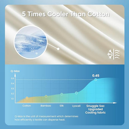 Snuggle Sac Natural Viscose Cooling Comforter Queen Size, Lightweight Breathable Silky Cooling Bedding with Q-Max>0.45 for Bedroom, Home Decor, Hot Sleepers & Night Sweats, Snow Ivory 90"x90"