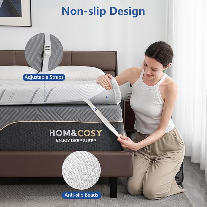 Firm Mattress Topper 4 Inch King Size with Silk Cover, Premium Cooling Gel+ Bamboo High-Density Memory Foam Mattress Topper for Pain Relief
