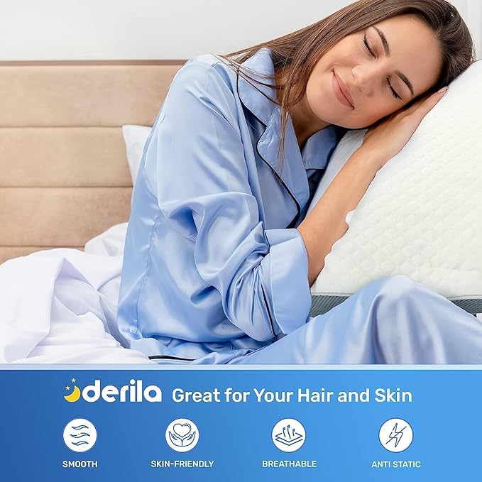 Derila Queen Size Pillowcase | Designed to Keep Your Memory Foam Pillow Covered and Protected with This Crisp, Clean, White Pillowcase Made from Premium Materials