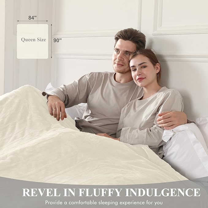 Electric Blanket Queen Size, Super Soft Cozy Upgraded Flannel Blanket Dual Control with 5 Heating Levels & 10 Hours Auto Off, Fast Heating Blanket & Overheat Protection, 84" x 90", White