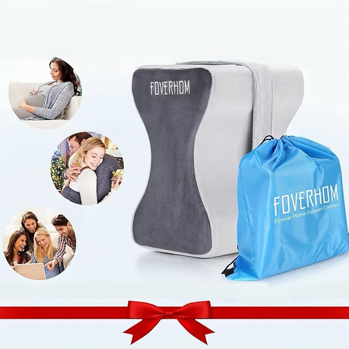 foverhom Memory Foam Knee Pillow,Orthopedic Leg Pillow for Sciatica Relief,Back Pain, Pregnancy, Leg Pain, Hip Pain and Sciatica Relief, Grey