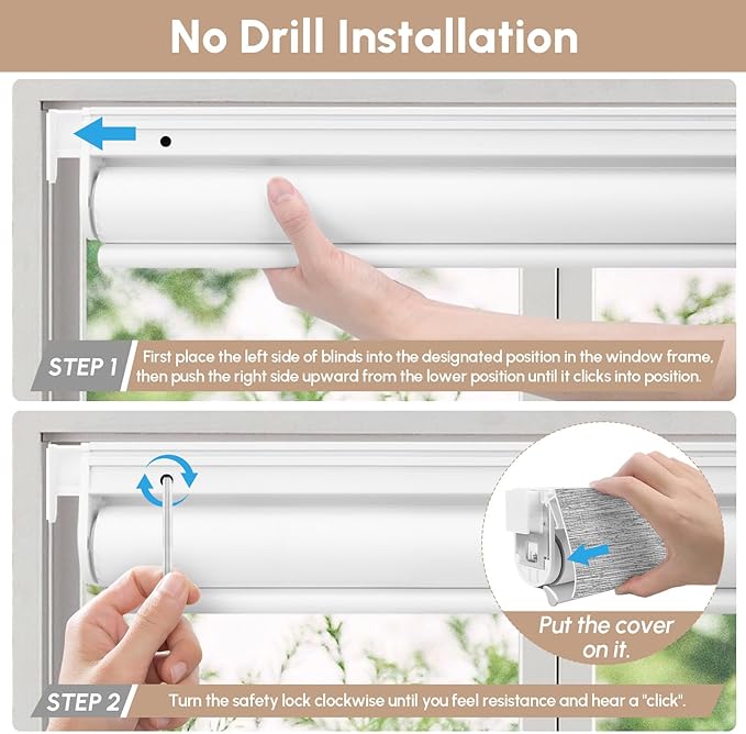 Kincmo No Drill Motorized Blinds with Remote, 100% Blackout Roller Shades for Windows, Custom Electric Blinds Compatible with Alexa, Apple Homekit, Google Home (100% Blackout Dreamy Grey)