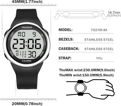 8 Vibrating Alarm Watch Medication Reminder Watch for Elderly Big Number Digital, Silent Alarm Wristband with Light and Timer 50 M Waterproof Watch