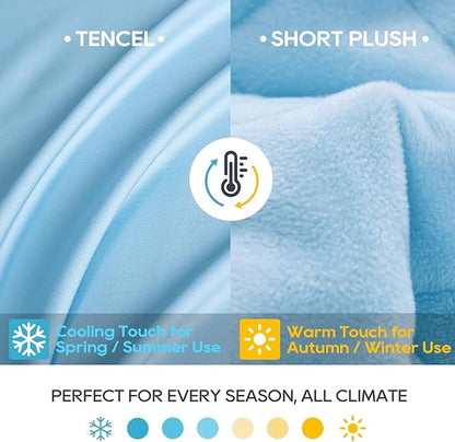 OMYSTYLE King Weighted Blanket, 30LBS - Dual-Sided Cooling Tencel & Warm Soft Plush, All Season Use, 88''x104'' - Includes Carry Bag, Lake Blue