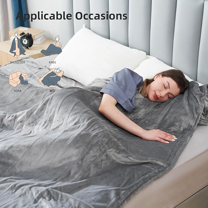 Electric Heated Blanket Full Size 72"x84",Fast Heating Throw, Soft Microplush for Bed & Couch, 10 Hours Auto Off & 5 Heating Levels, Machine Washable, Gifts for Grandma & Family-Light Gray
