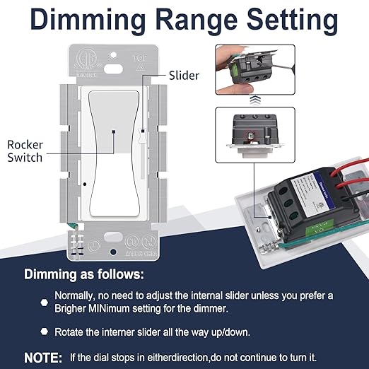 Dimmer Switches for LED Lights,Greencycle 10PK 3 Way Dimmer Switch for Dimmable 150W LED CFL Light,600W Halogen and Incandescent,15A 120V,Neutral Wire Not Required,Residential/Commercial,ETL Listed