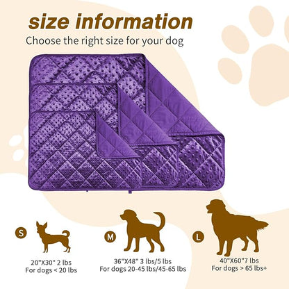 Yescool Purple Weighted Blanket for Dogs, 3 lb Thunder Blankets Shirt for Dogs, 36 x 48 inch Medium Puppy Blanket for 20-45lb, Weighted Pet Blankets for Thunderstorms, Fireworks and Construction Noise