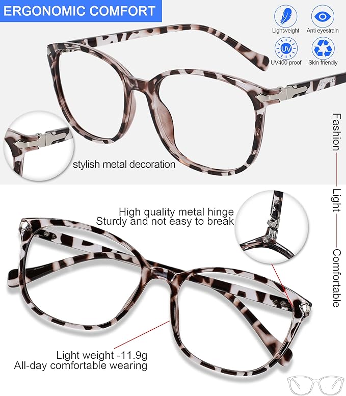 MARE AZZURO Blue Light Blocking Reading Glasses Women Trendy Square Computer Readers 1.00 1.25 1.50 1.75 2.00 2.25 2.50 2.75 3.00 3.50 4.00 5.00 6.00 (Leopard, 125)