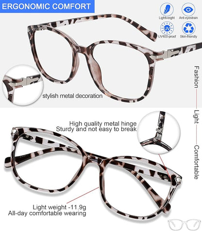 MARE AZZURO Blue Light Blocking Reading Glasses 2.0 Women Trendy Square Computer Readers 1.00 1.25 1.50 1.75 2.00 2.25 2.50 2.75 3.00 3.50 4.00 5.00 6.00 (Leopard, 200)