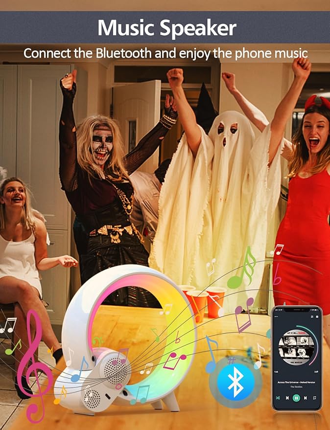 Smart Night Light for Kids,Wake Up Light Sunrise Alarm Clock,Ambient Light & Sleep Assistant White Noise Sound Machine Baby Night Light,App,Bluetooth Speaker,Snooze,Timer,Remote Control,Ideal for Gift