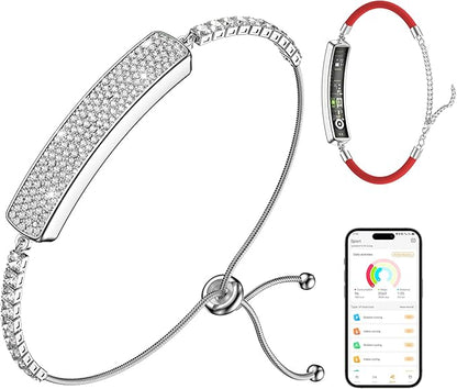 Smart Bracelet for Women, Health Activity Fitness Trackers, 24/7 Heart Rate, HRV, Blood Oxygen & Stress Monitor, 24H Sleep Tracker, Free APP for iOS & Android, Silver