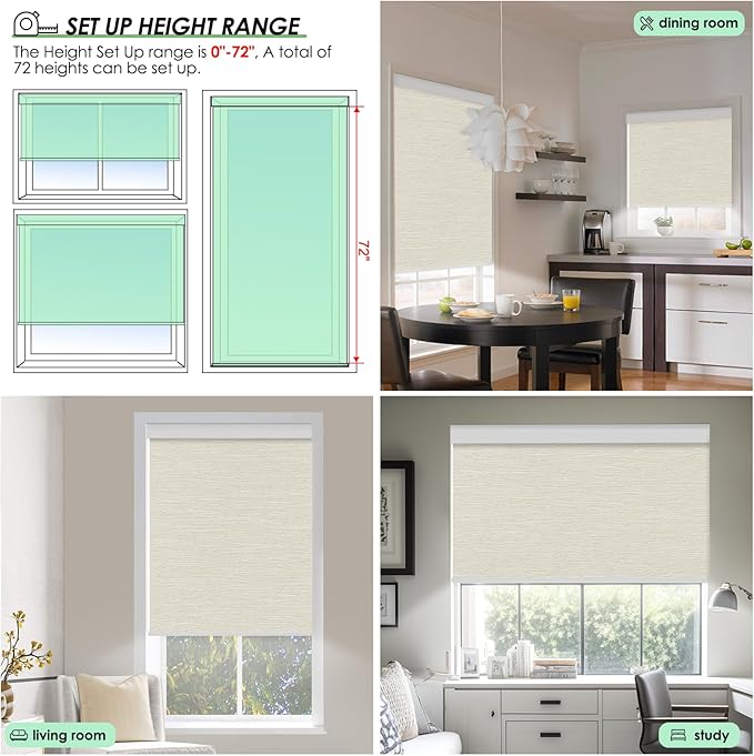 Electric Blinds with Remote for Windows Motorized Blackout Blinds Custom Remote Control Roller Shades Cordless Automatic Blinds Compatible with Alexa Google Tuya (Beige-Custom,Custom Size)