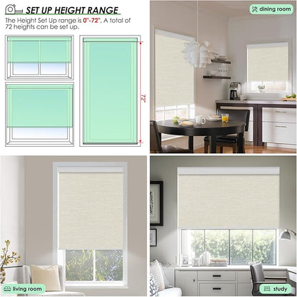 Electric Blinds with Remote for Windows Motorized Blackout Blinds Custom Remote Control Roller Shades Cordless Automatic Blinds Compatible with Alexa Google Tuya (Beige-Custom,Custom Size)