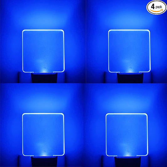 Blue Night Light Plug in, Dusk to Dawn Sensor Automatic On and Off, Decorative Wall Blue LED Night Lights for Adults Kids Room, Hallway,Bedroom, Stairs, Kitchen, Halloween Christmas Decor, 4 Pack