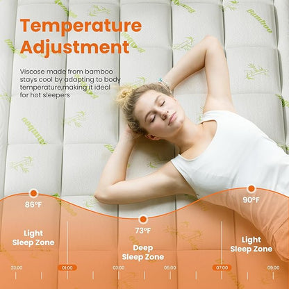 DUMOS Full Size Ultra Soft Mattress Topper, Viscose Derived from Bamboo, Pillow Top Mattress Pad with Stretchable Pockets, Breathable Cooling Topper for Back Pain Relief