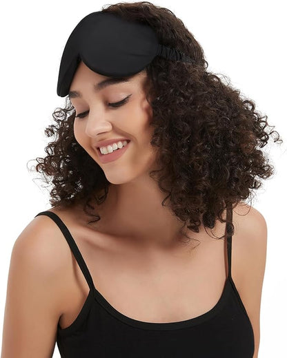 ALASKA BEAR Sleep Mask with Silk-Covered Adjustable Strap for Hair Care, Silk Eye Mask Comfortable Scrunchy Band Over Ears (Built-in Contour Insert, Luxury 22 Momme)