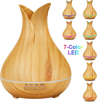 Smart WiFi Essential Oil Diffuser App Control Air Humidifier (Light Wood UK)