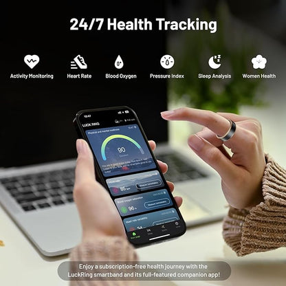 Smart Ring for Women & Men - IP68 Waterproof Fitness Tracker with Long Lasting Batteries, 28-Language App, Sleep/Step/Heart Rate Monitor, Compatible with iOS & Android (Silver, 9)
