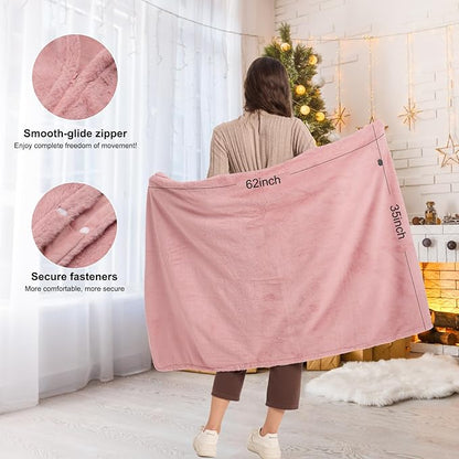 16000mAh Heated Blanket Battery Operated Soft Cordless Heated Blanket Shawl Portable Heated Throw Blanket Poncho Wraps Fast Heating with 3 Heat Levels 6 Heating Zones