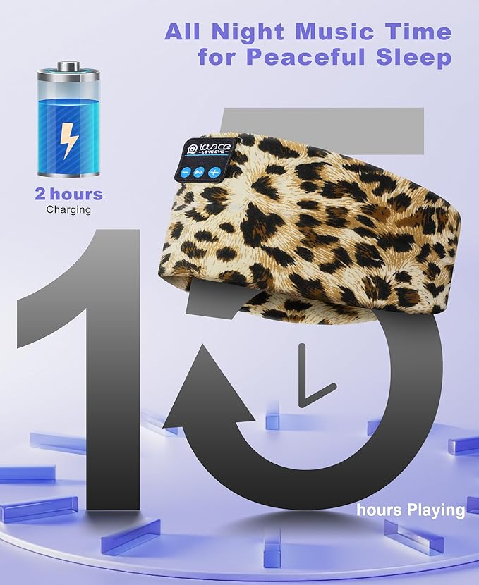 LOVE EYE Sleep Headphones Wireless Headband Headphones Bluetooth 5.4 for Side Sleeper Bluetooth Headband Earphones for Sports for tech Gadgets Gifts
