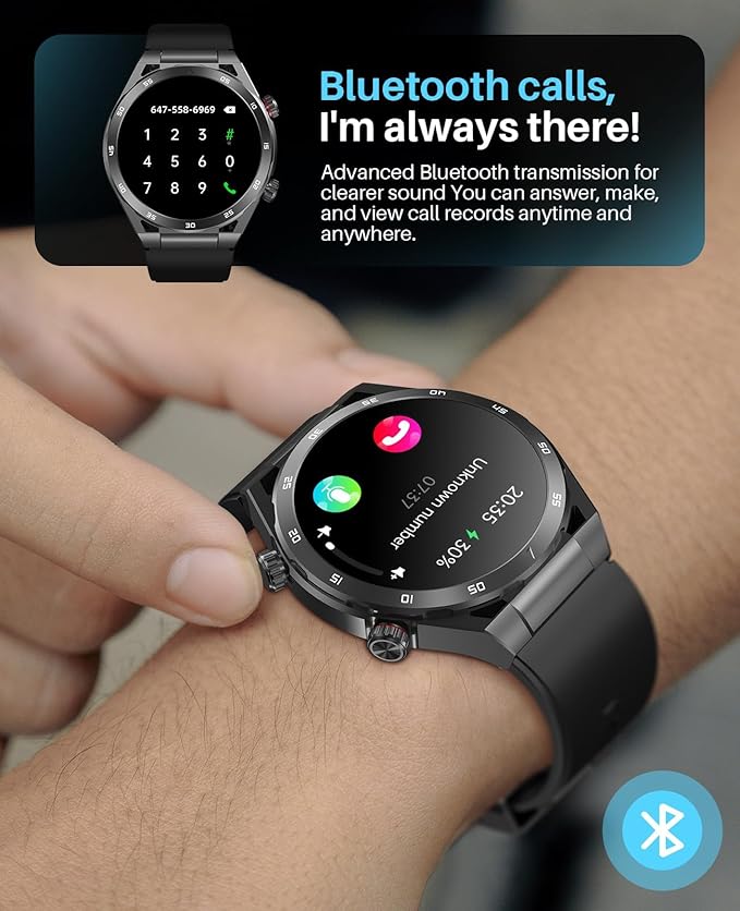 EarlySincere Smart Watch with Bluetooth Call, 1.39" Smartwatches for Men Women, Fitness Watch with Blood Oxygen/HR/Sleep, IP67 Waterproof for Android iOS Black
