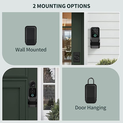 Moquin Smart Key Lock Box, TTLock APP Control, Fingerprint, Manual Keys, Access Card, EKey and Passcode Unlock, Electronic Bluetooth Wireless Lock Box for Airbnb Realtor House Office