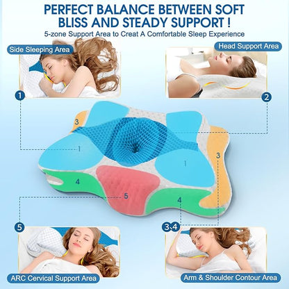 Memory Foam Pillows, Cervical Pillow for Neck and Shoulder Pain Relief, Ergonomic Contour Bed Pillow, Soft for Side Sleep Stomach Sleeping and Back Sleeper