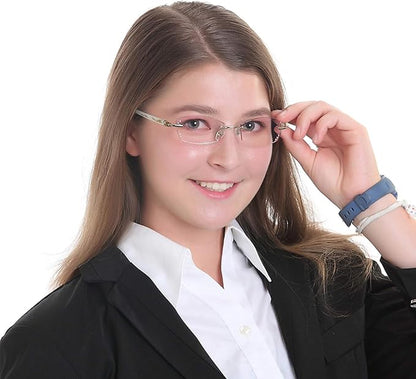 LifeArt Blue Light Blocking Glasses,Computer Reading Glasses,Rimless Frame Tinted Lens with Diamond,Stylish for Women (+1.50 Magnification)